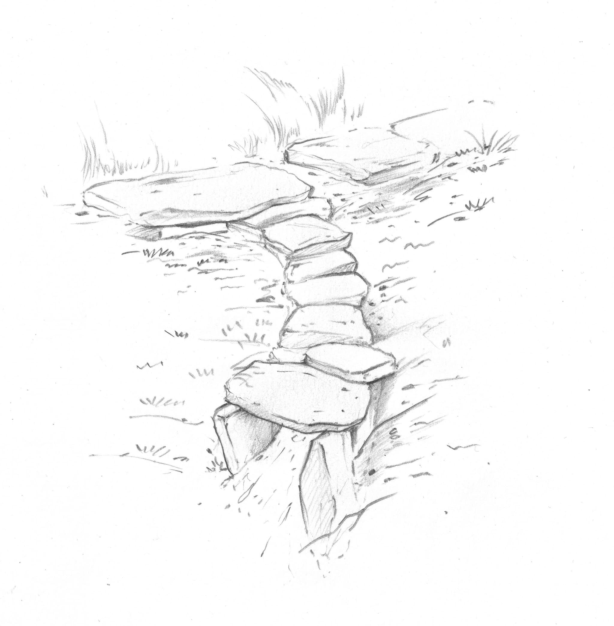 Stokkræsi leiðir vatn frá stíg, stokkurinn fer síðan á kaf