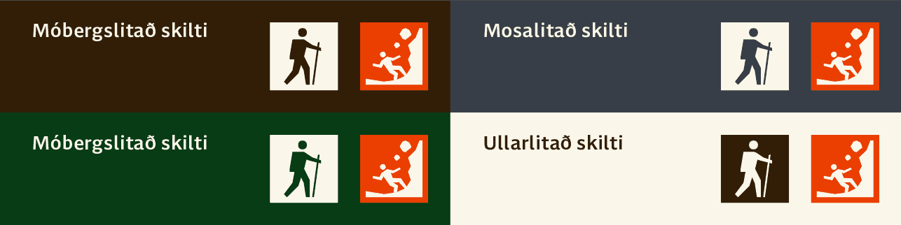 Litanotkun á myndmerkjum eftir skiltum