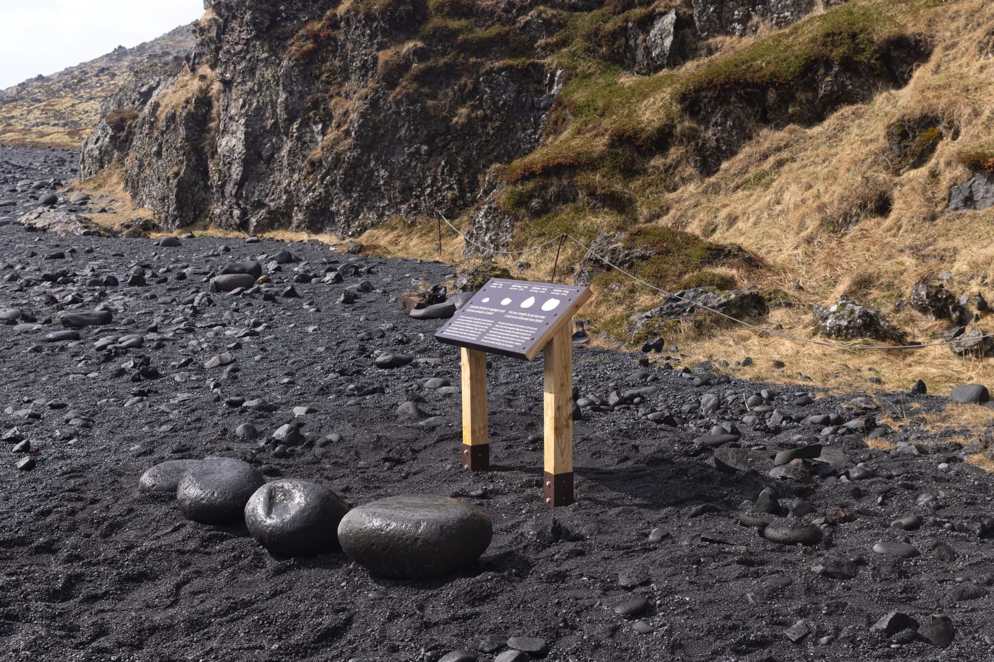 Dæmi um almennt hallandi fræðsluskilti.